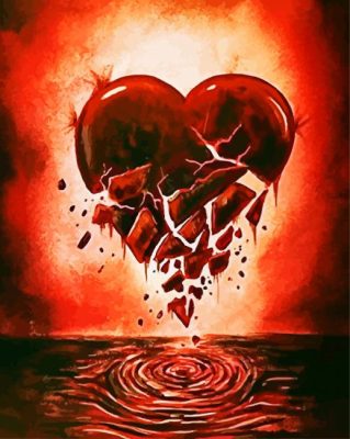 Red Broken Heart paint by number