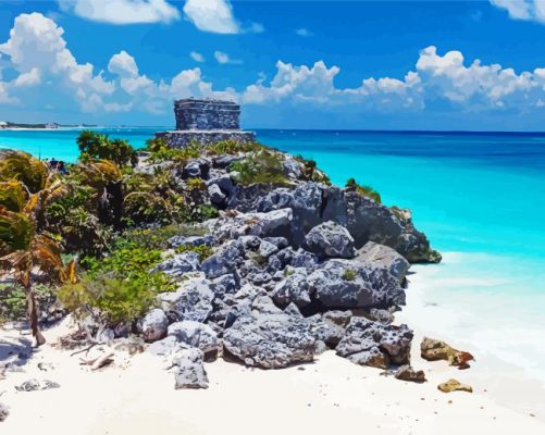 Riviera maya mexico beach paint by number