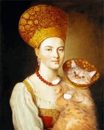 Russian Woman with cat paint by number