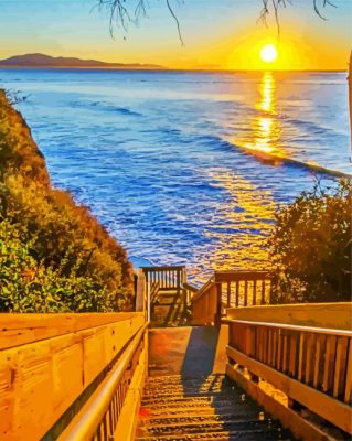 Santa Barbara California Beach Paint by numbers