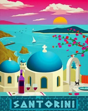Santorini Greece paint by number