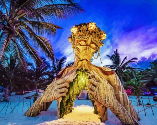Tulum beach sculpture paint by numbers