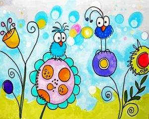 Whimsical Flowers And Birds paint by numbers
