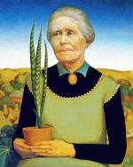 Woman with Plants by grant wood paint by numbers