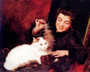Woman with cat paint by number