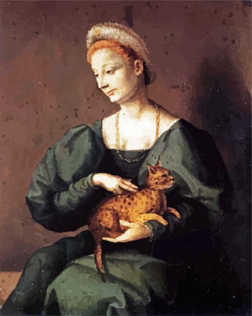 Woman with cat portrait paint by number