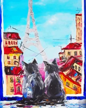 Abstract Cats In Paris paint by numbers
