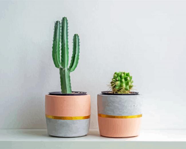 Aesthetic Cactus pots paint by numbers