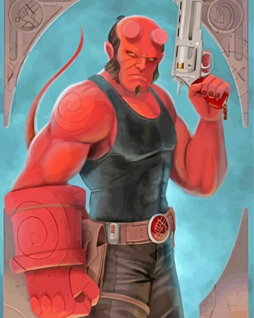 Aesthetic Hellboy Illustration paint by numbers
