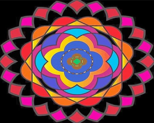 Aesthetic Colorful Flower Kaleidoscope paint by numbers