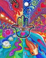 Psychedelic Hamsa paint by numbers
