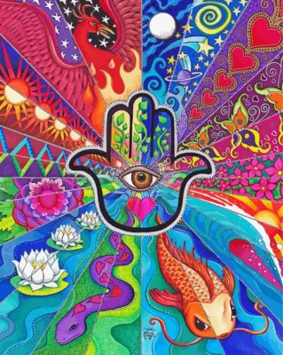 Psychedelic Hamsa paint by numbers
