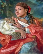 african Woman with cat paint by number