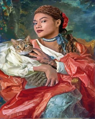 african Woman with cat paint by number