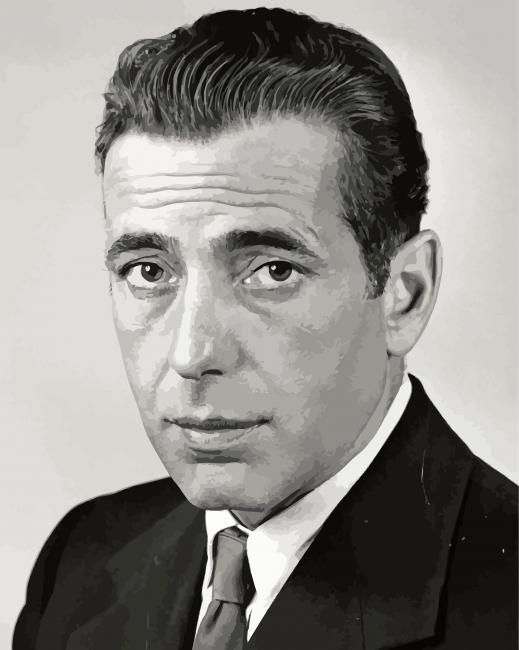 Black And White Actor Humphrey Bogart paint by numbers