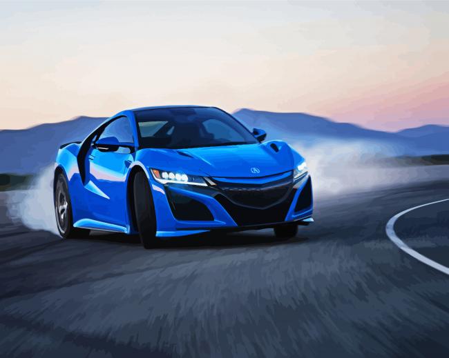 Blue Acura NSX Drifting paint by number paint by number