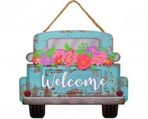 Blue Old Truck And Flowers Paint by numbers