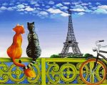 Cats In Paris Animals paint by numbers