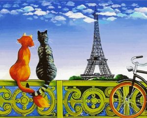 Cats In Paris Animals paint by numbers
