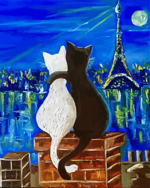 Cats In Paris Art paint by numbers