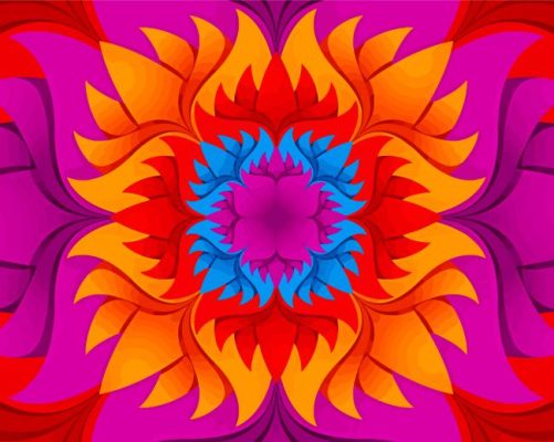 Colorful Flower Kaleidoscope paint by numbers