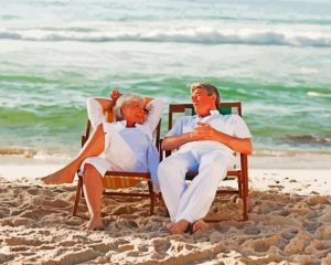 Cool Old Couple On The Beach paint by numbers