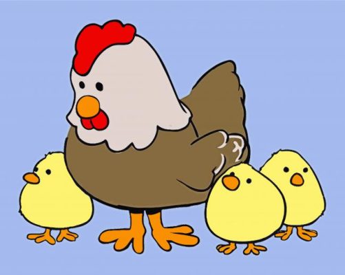 cute Hens and chicks art paint by number