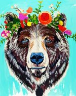 floral bear paint by number