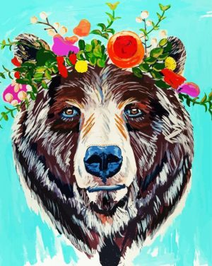 floral bear paint by number
