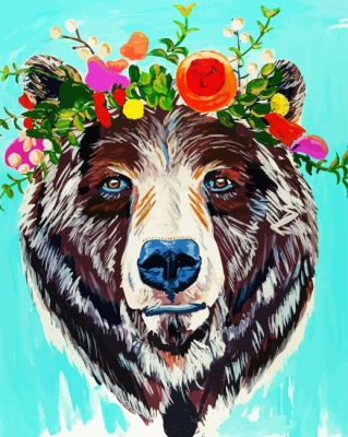floral bear paint by number