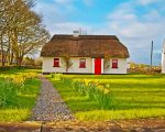 Irish Thatch Roof House Landscape paint by numbers