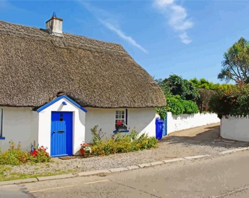 Irish Thatch Roof House paint by numbers