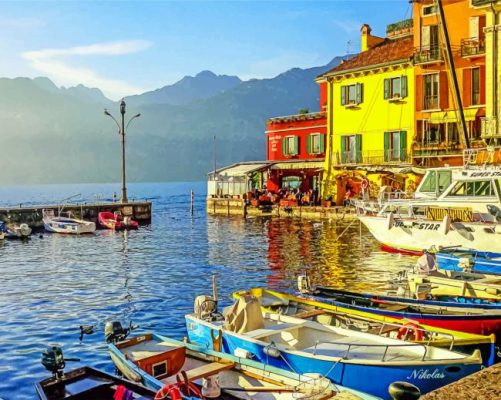 Malcesine Harbour paint by numbers