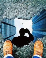 man reflection in puddle paint by number