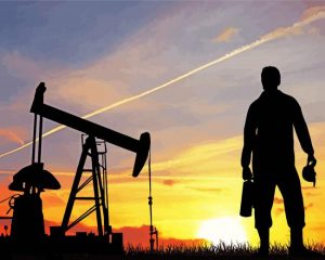 Oilfield Sunset Silhouette paint by numbers