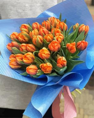 Orange Peonies Tulips Paint by numbers