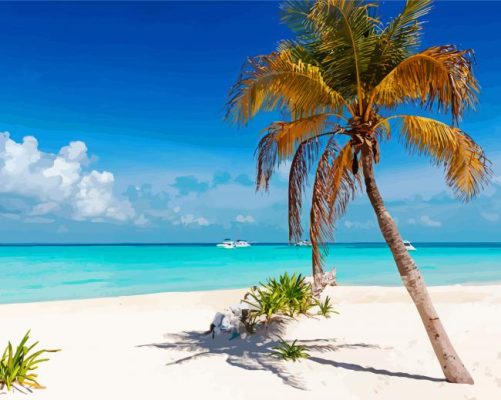 palm tree Riviera maya beach paint by number
