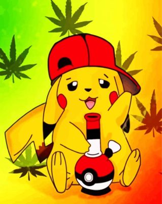 Pikachu Smoking Weed paint by numbers