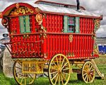 Red Vintage Gypsy Caravan paint by numbers