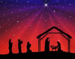 Red Nativity paint by number