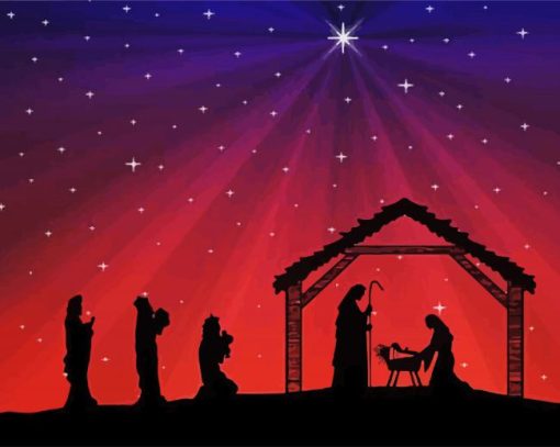 Red Nativity paint by number