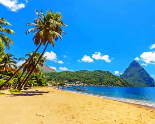 saint lucia island beach paint by number