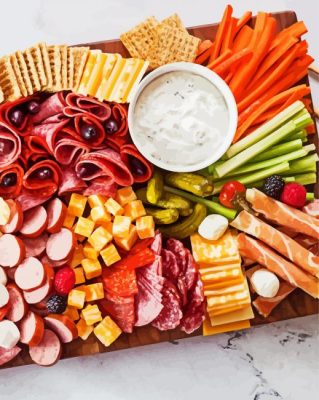 salami and cheese Charcuterie paint by numbers