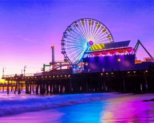 santa monica pier at sunset paint by numbers