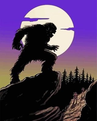 Scary Bigfoot Silhouette paint by number