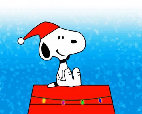 Snoopy With Santa Hat paint by numbers