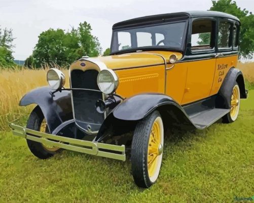 Yellow Ford Model A Paint by numbers