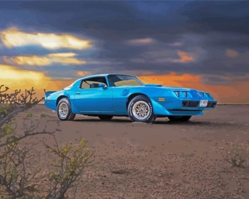 1979 Blue Pontiac Firebird Sunset paint by numbers