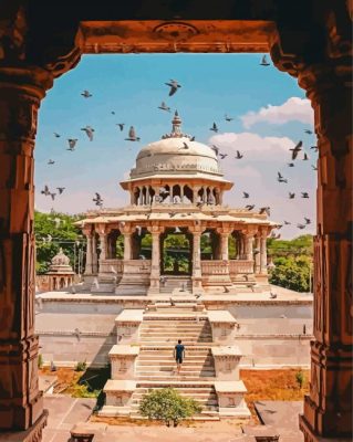 Ahar Cenotaphs monument in udaipur paint by number