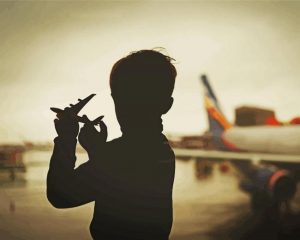 Airplane And Kid paint by numbers